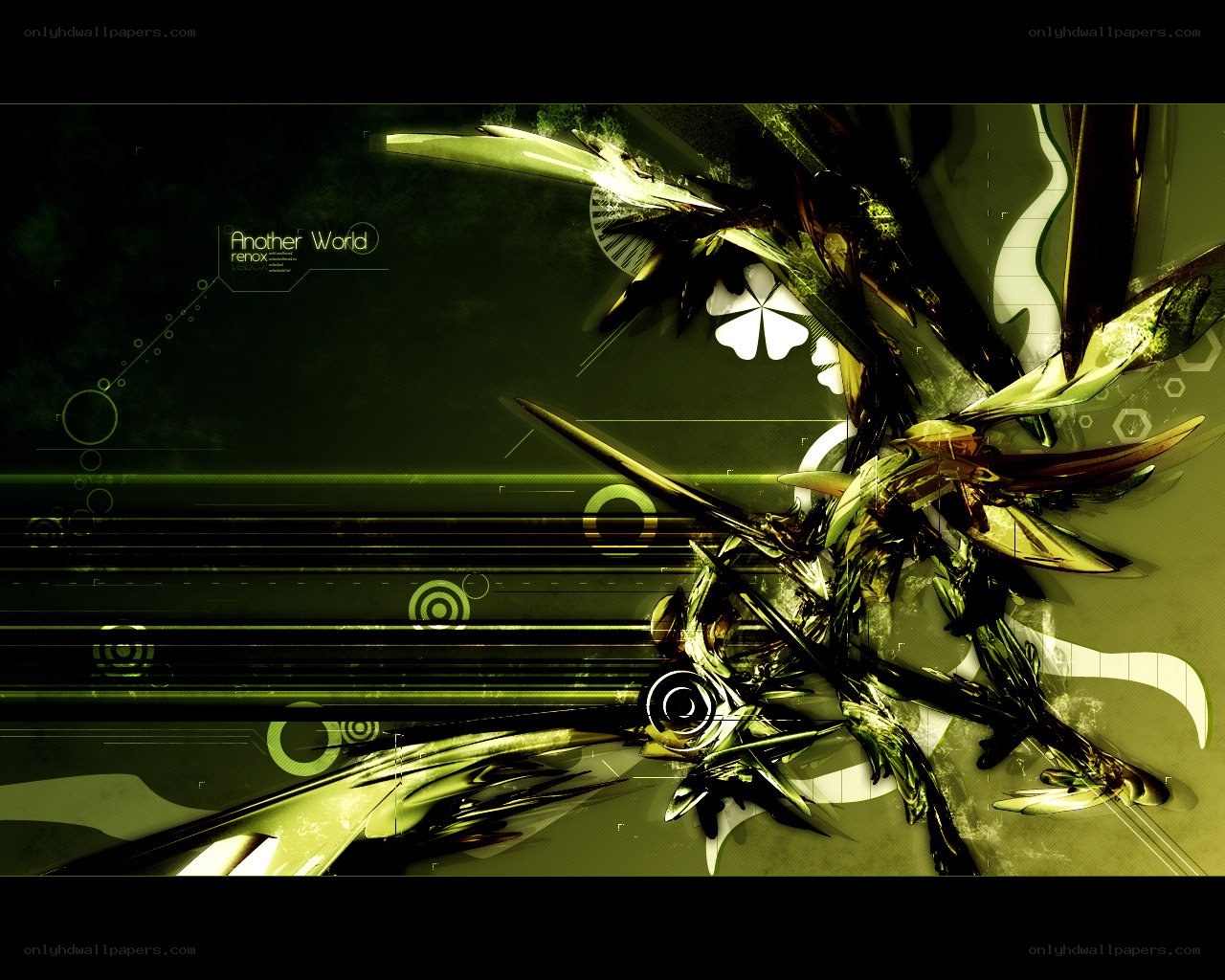 Abstract digital art with green tones