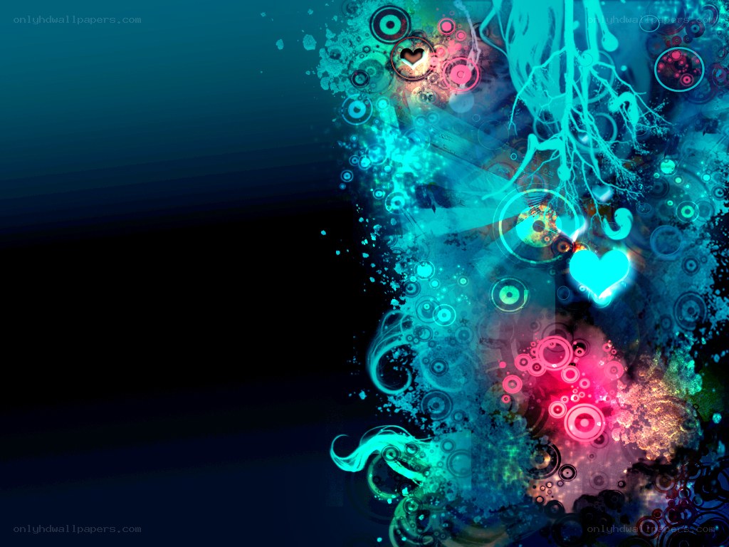 abstract digital art with hearts