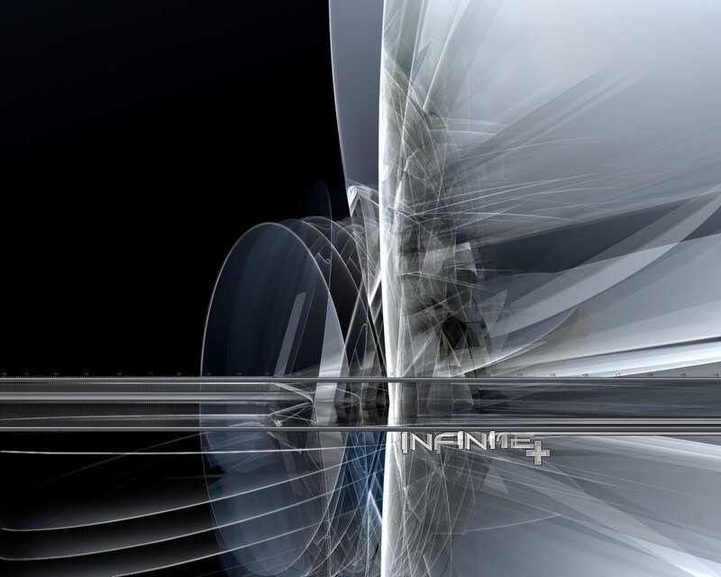 Abstract digital art with INFINITE+ text