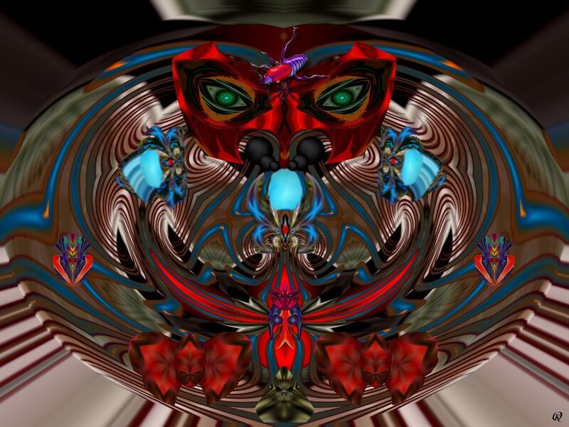 Abstract digital art with insect