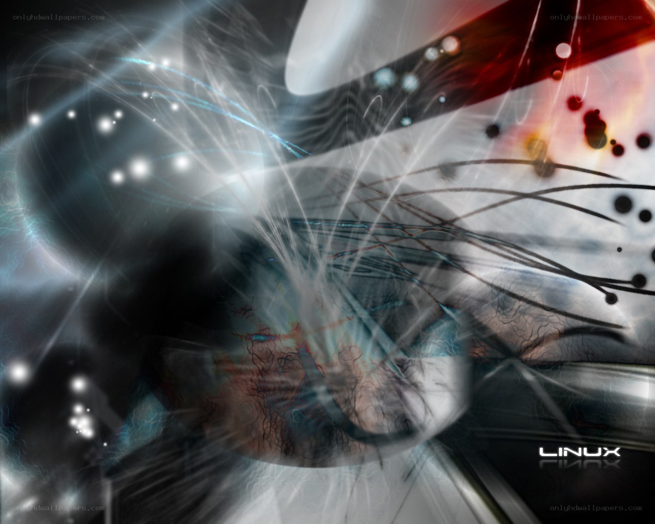 abstract digital art with Linux logo