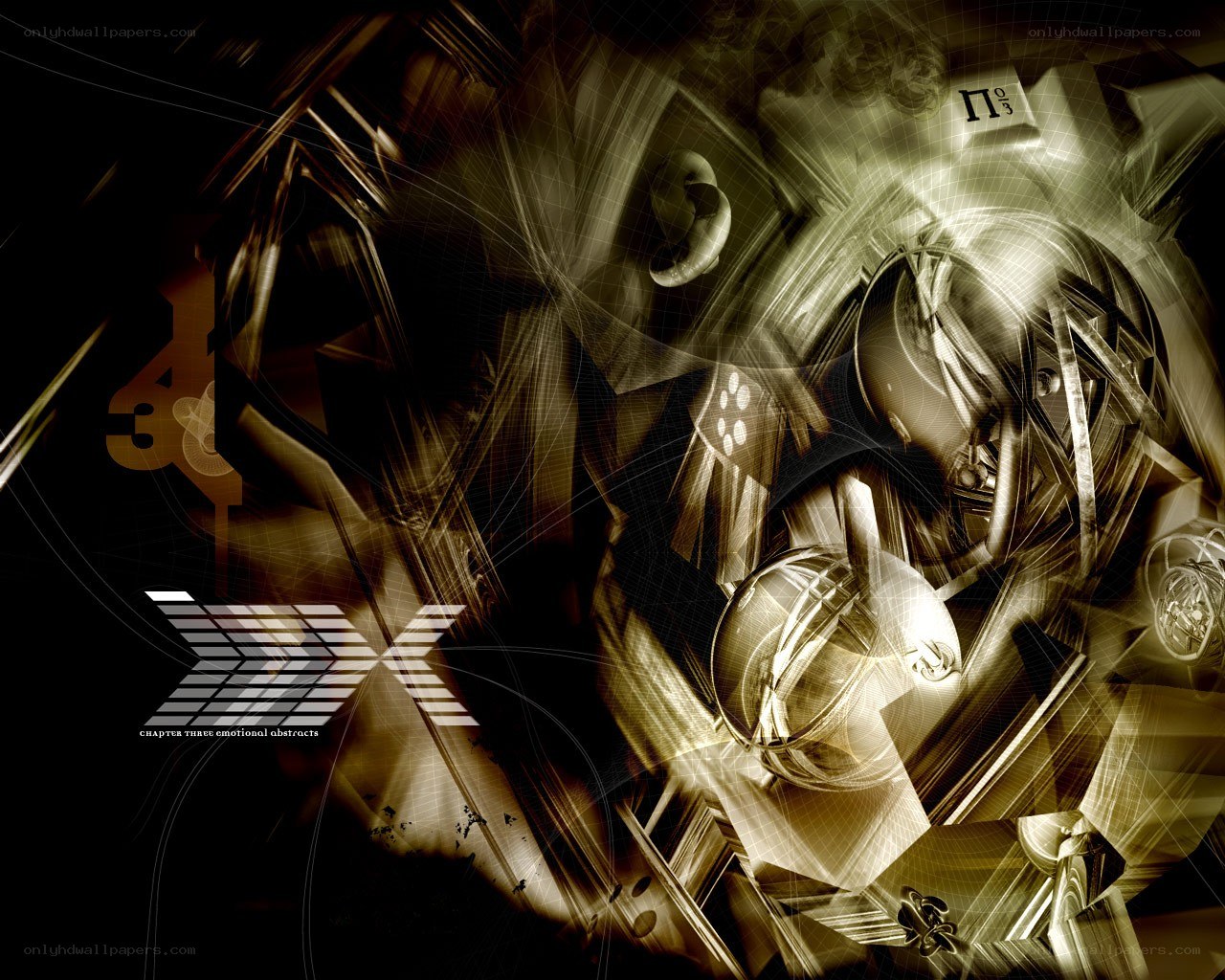 abstract digital art with mathematical symbols