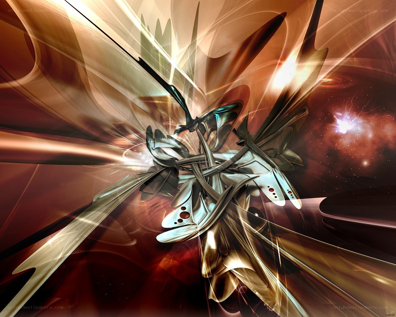 Abstract digital art with metallic structure