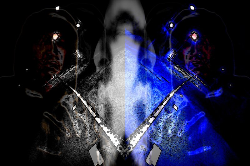 abstract digital art with mirrored figures