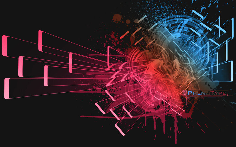 Abstract digital art with neon lines