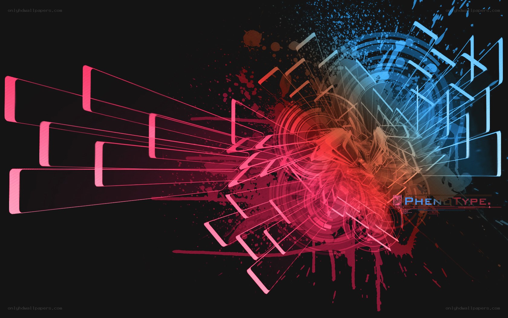 Abstract digital art with neon lines