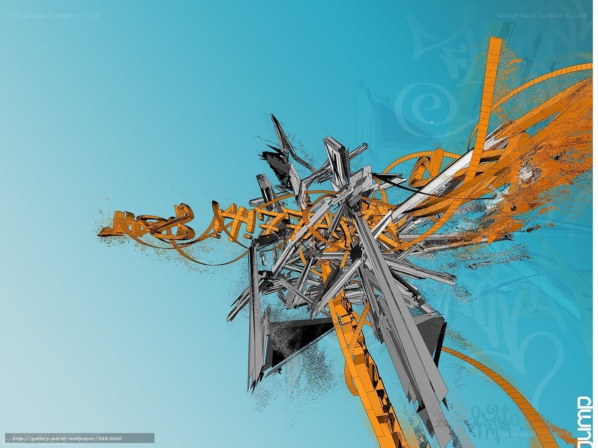 abstract digital art with orange and gray elements