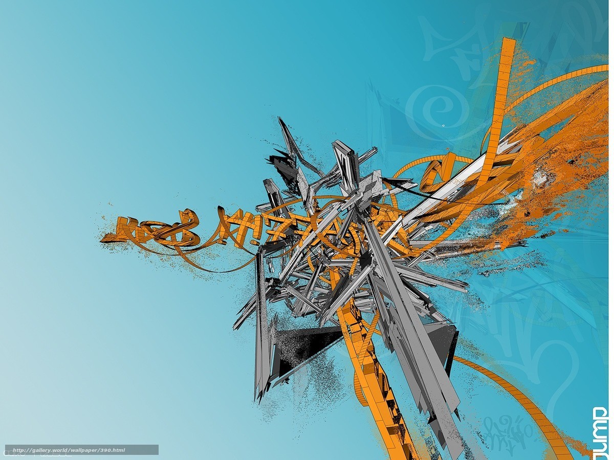 abstract digital art with orange and gray elements