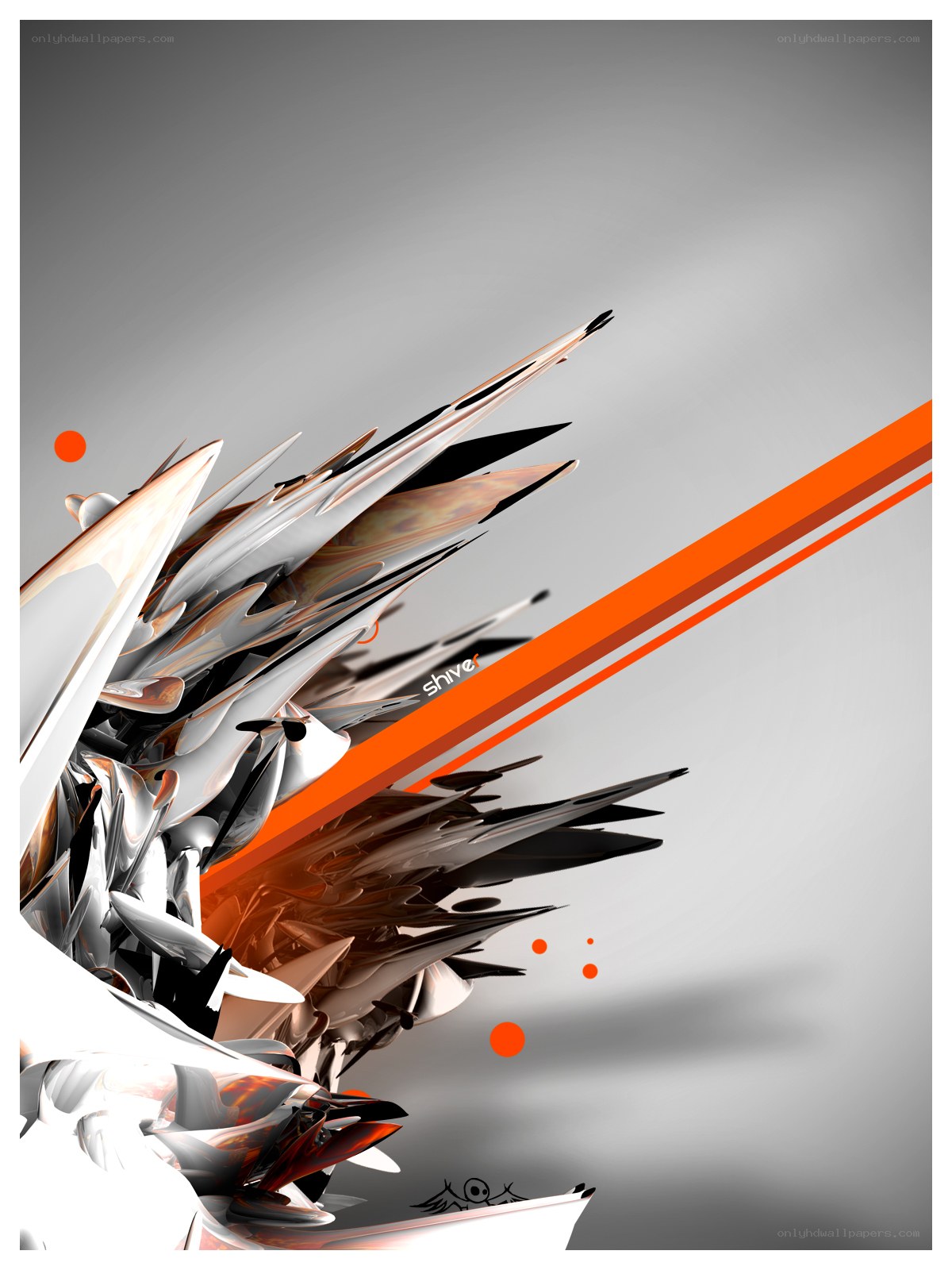 Abstract digital art with orange lines
