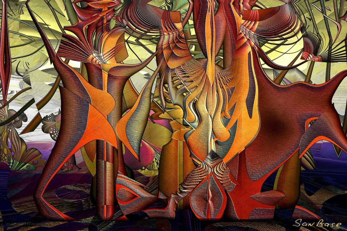 Abstract digital art with organic forms