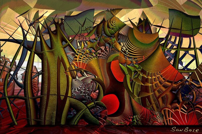 Abstract digital art with organic forms
