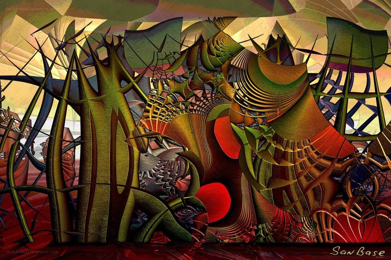 Abstract digital art with organic forms