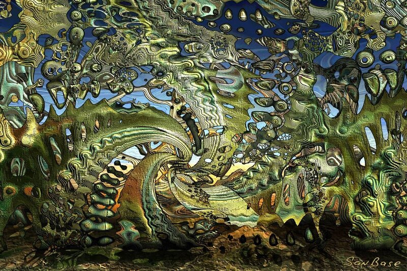 Abstract digital art with organic forms