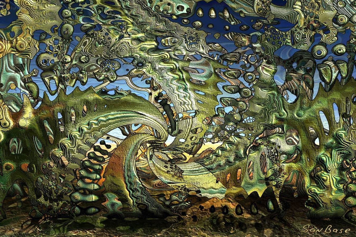 Abstract digital art with organic forms
