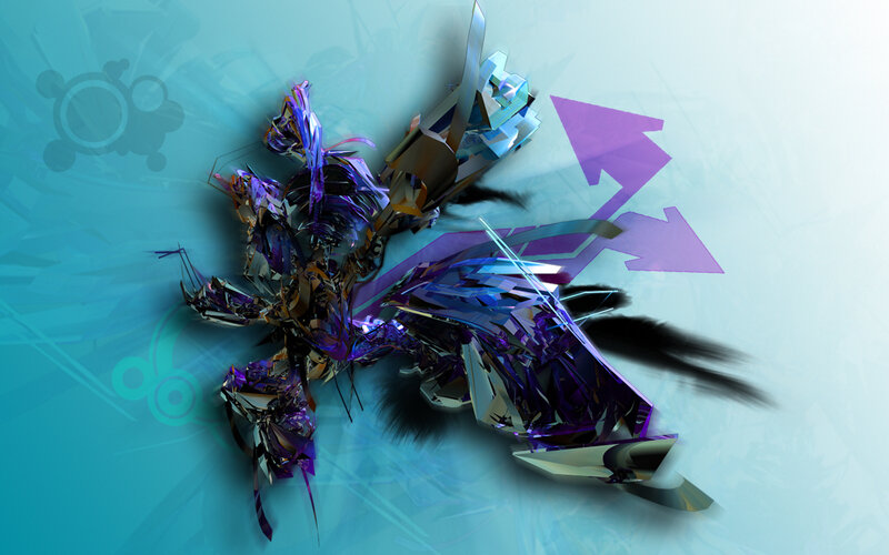 abstract digital art with purple and blue shapes