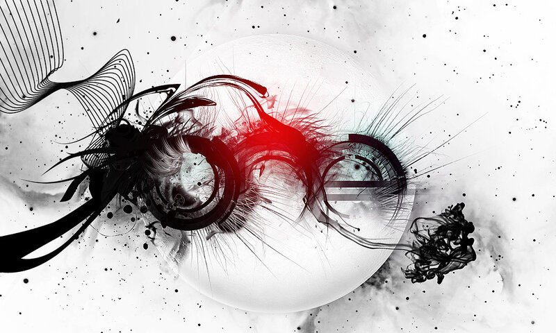 abstract digital art with red accent