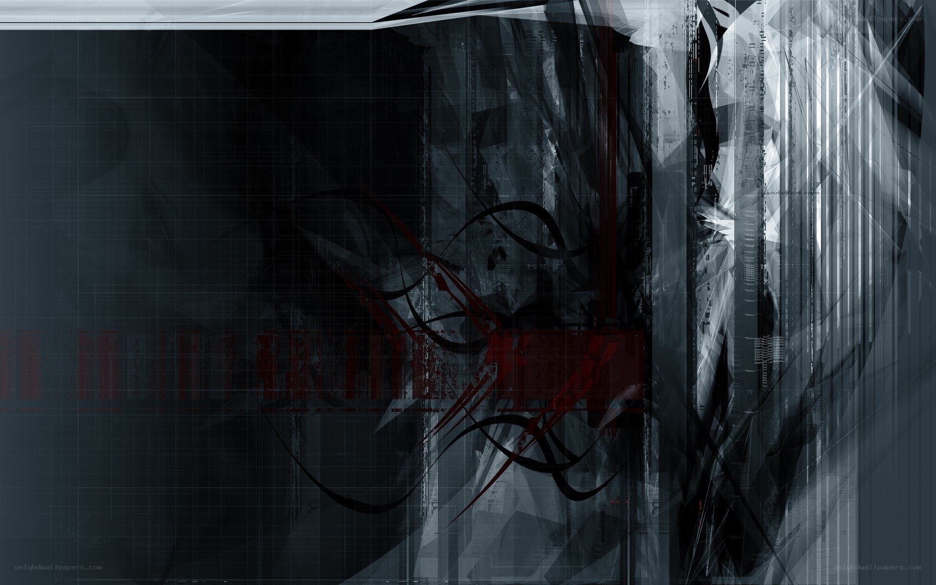 abstract digital art with red accents