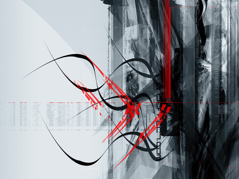 abstract digital art with red and black lines