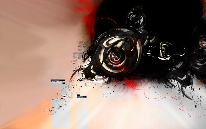 abstract digital art with red and black swirls