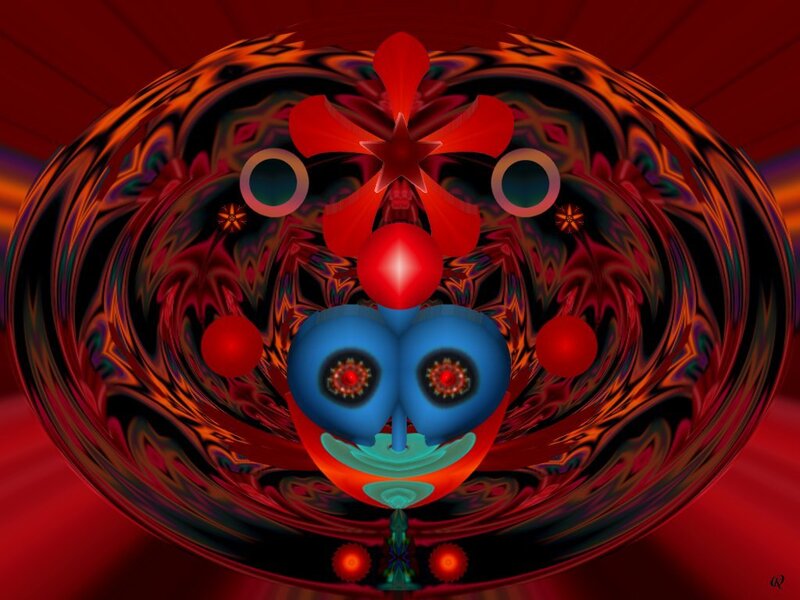 abstract digital art with red and blue elements