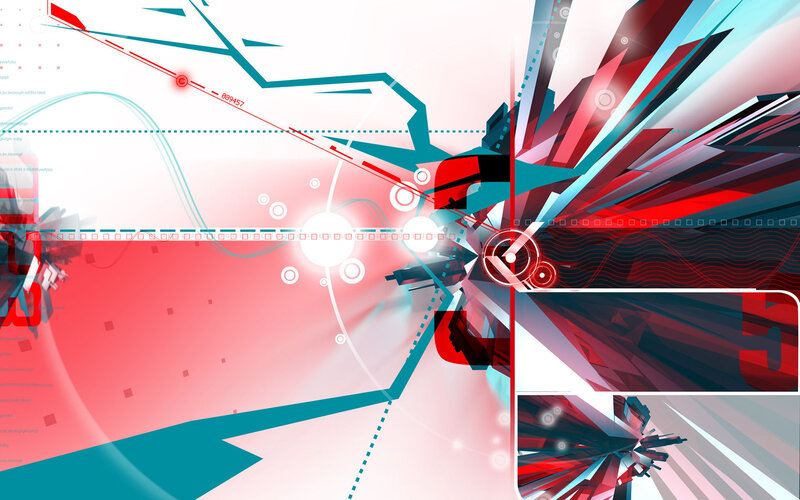 Abstract digital art with red and blue elements