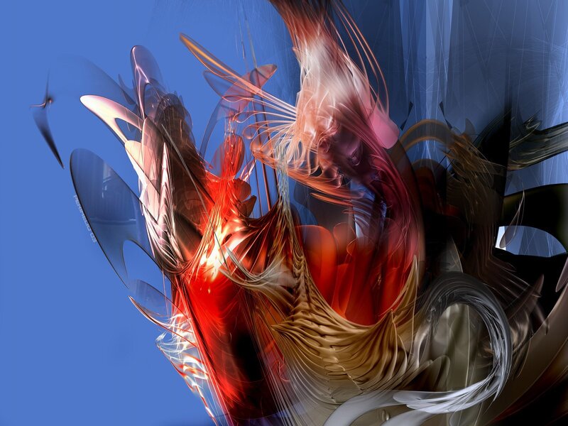 Abstract digital art with red and blue hues
