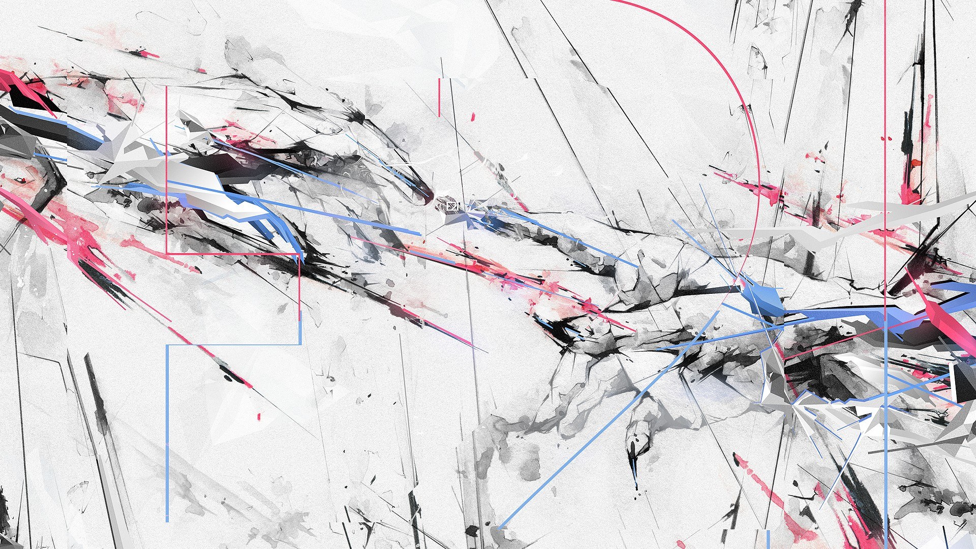 abstract digital art with red and blue lines