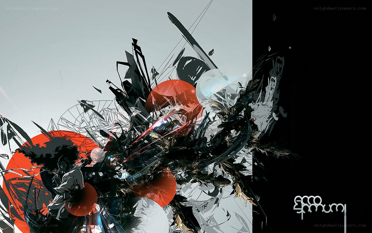 abstract digital art with red circles