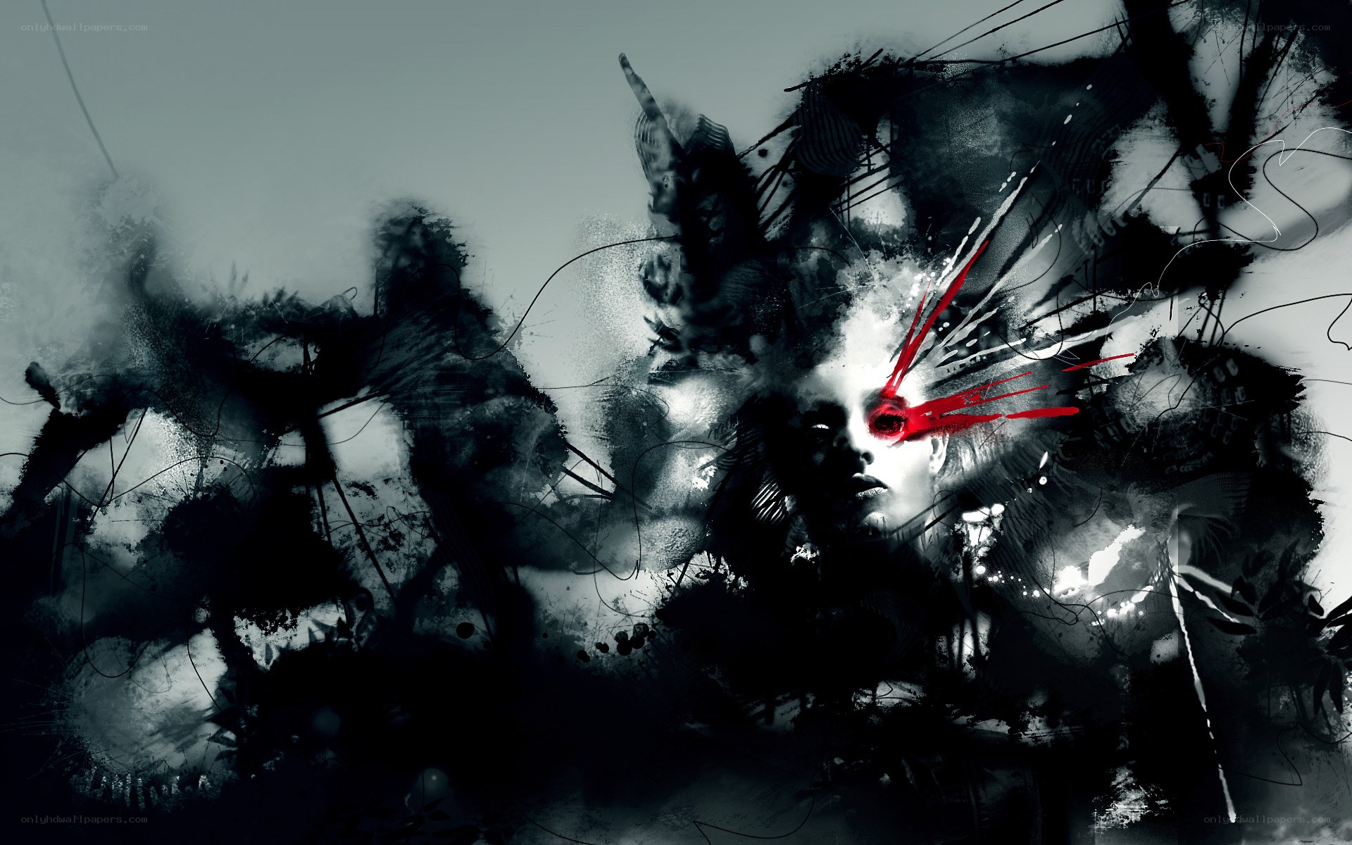 abstract digital art with red eye
