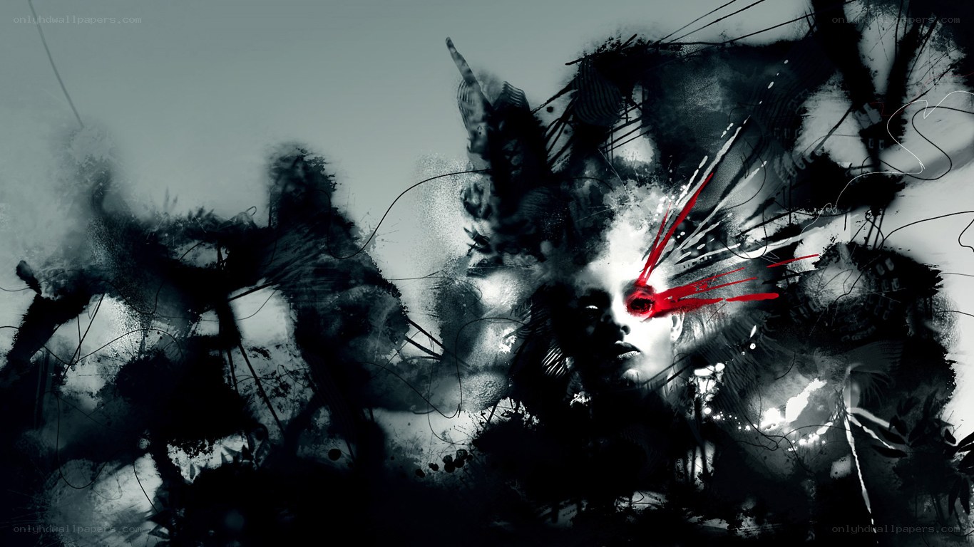 abstract digital art with red eye
