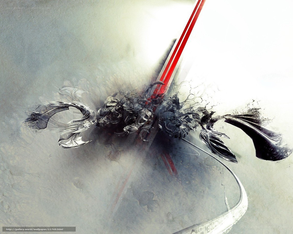 Abstract digital art with red lines