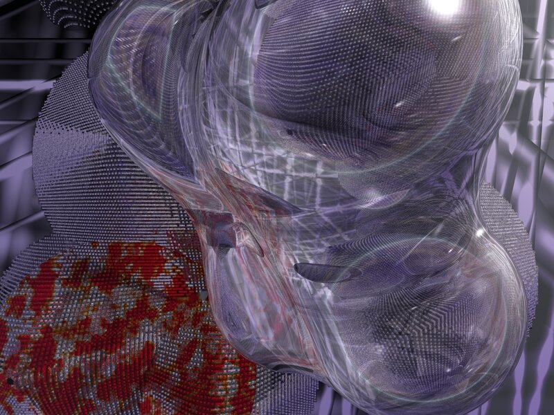 abstract digital art with red pattern
