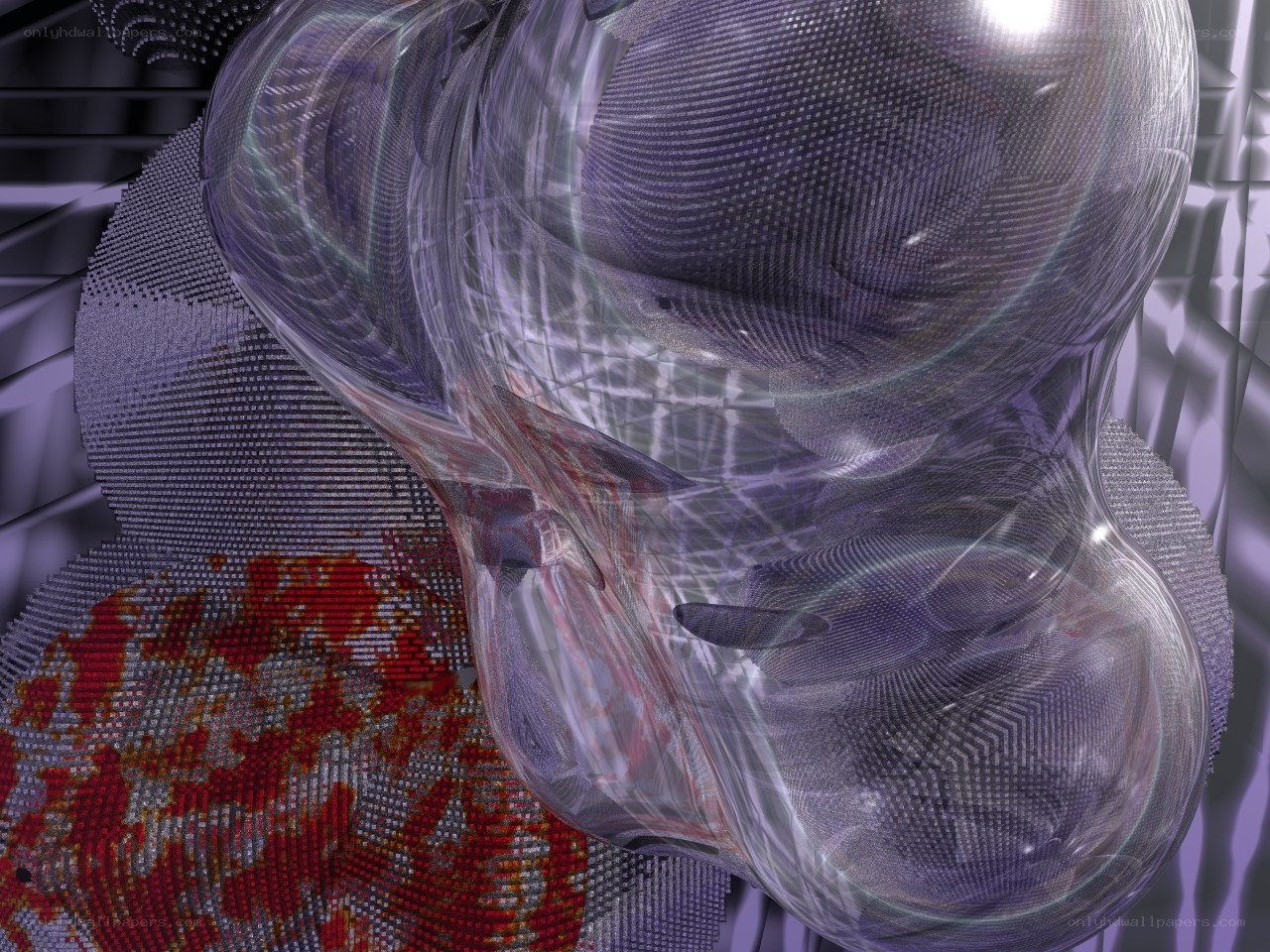 abstract digital art with red pattern