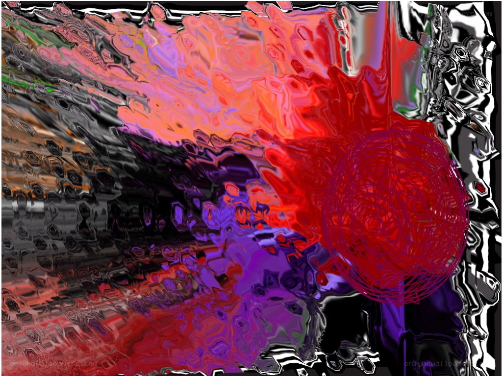 abstract digital art with red sphere