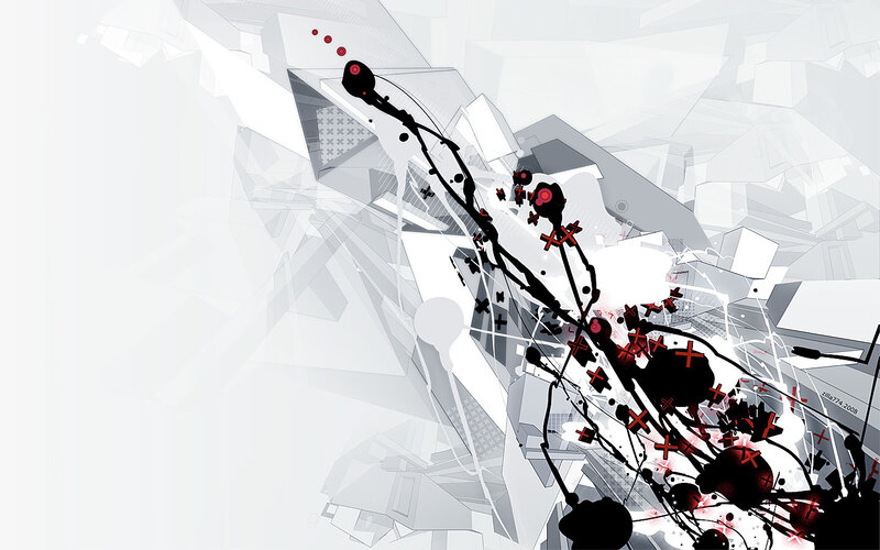 abstract digital art with red splatters