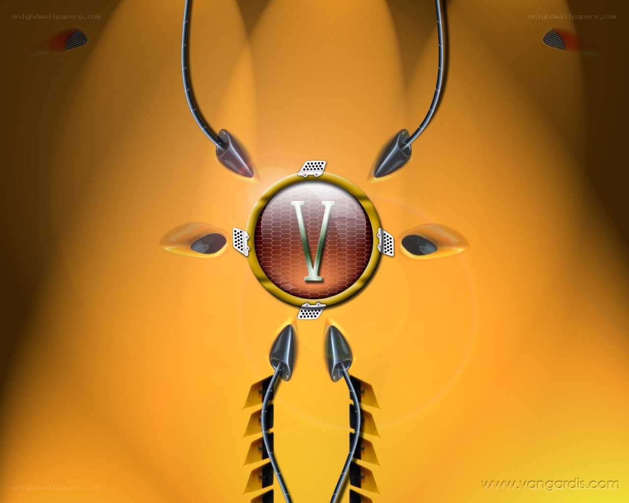 abstract digital art with Roman numeral V