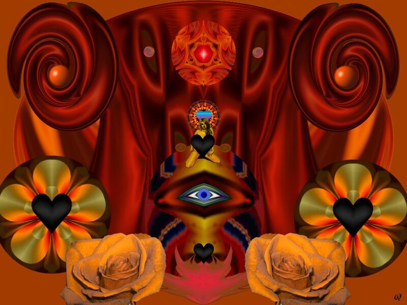 abstract digital art with roses