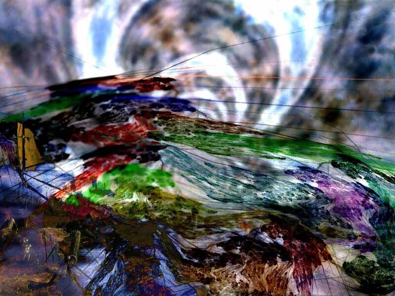Abstract digital art with ship