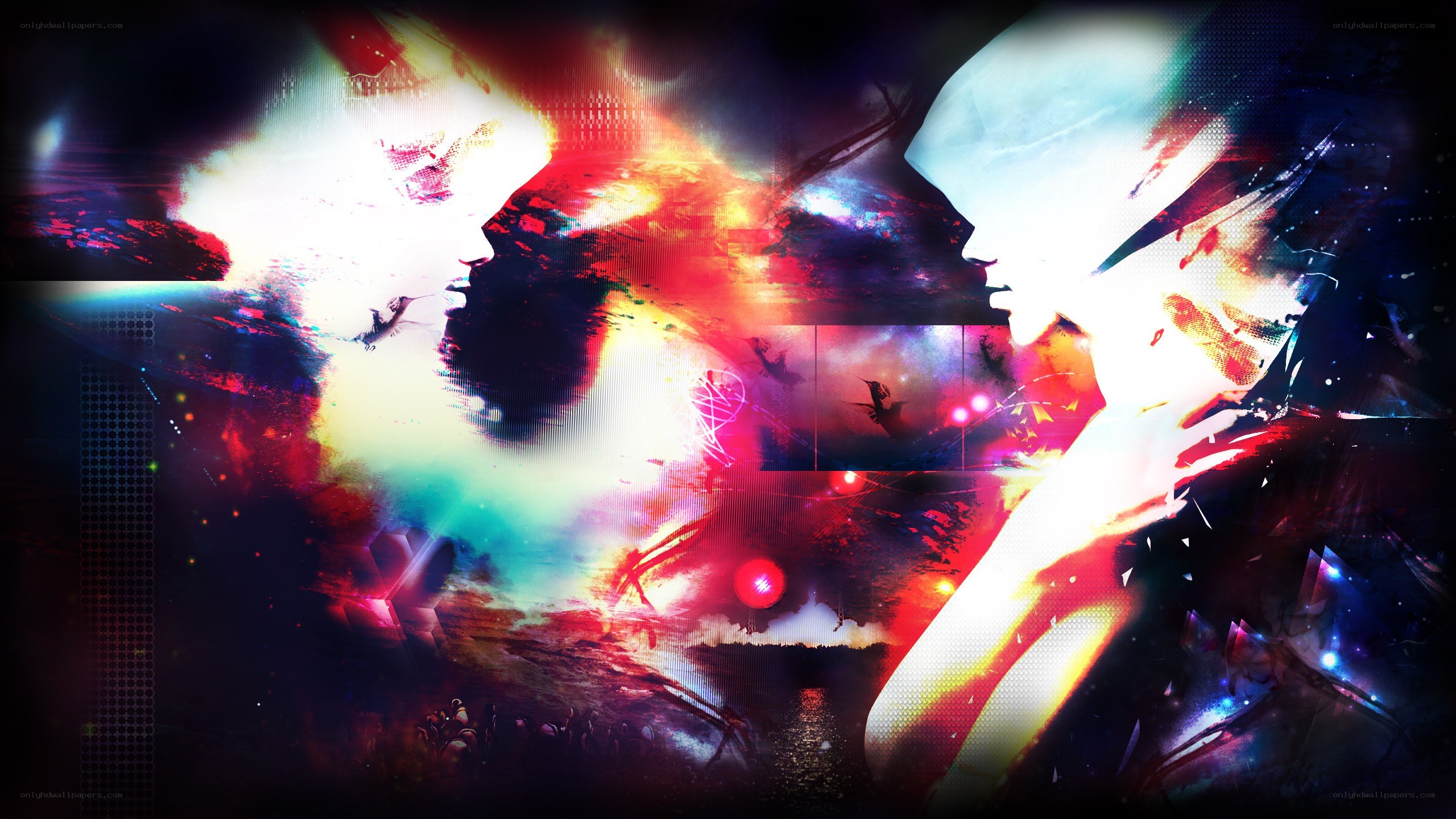 abstract digital art with silhouettes