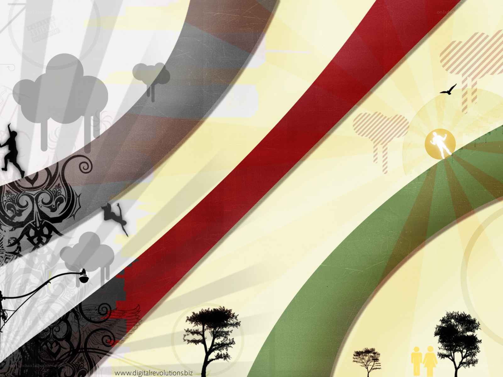 Abstract digital art with silhouettes