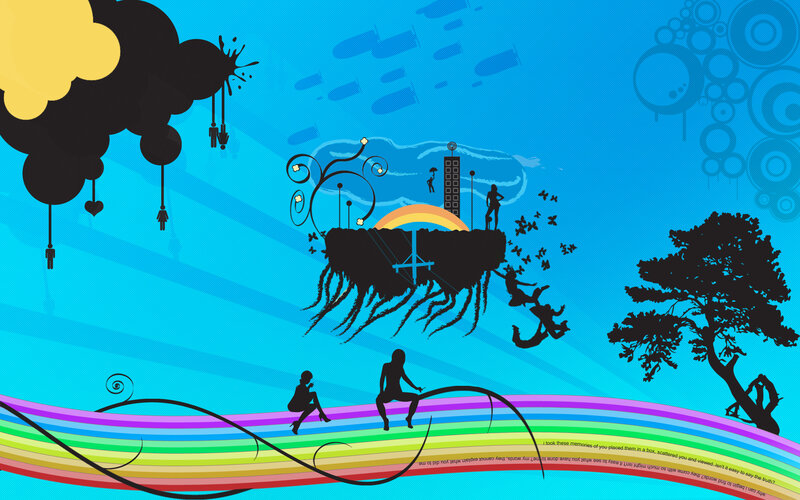 abstract digital art with silhouettes