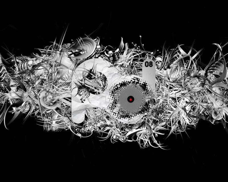 abstract digital art with skulls