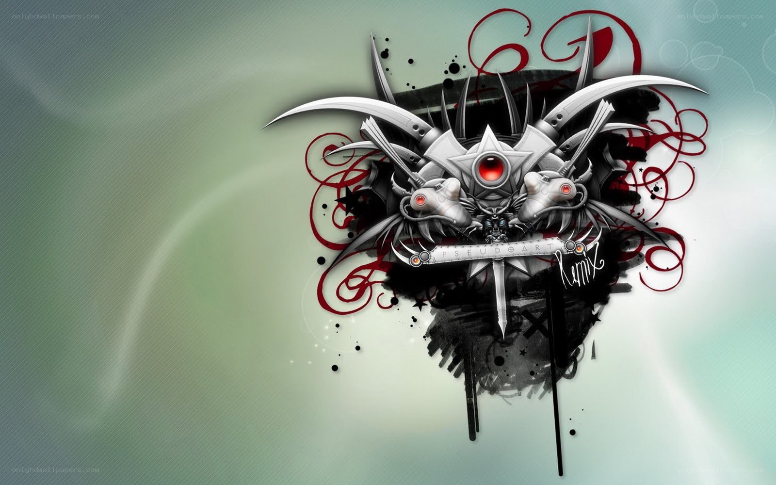 abstract digital art with swords