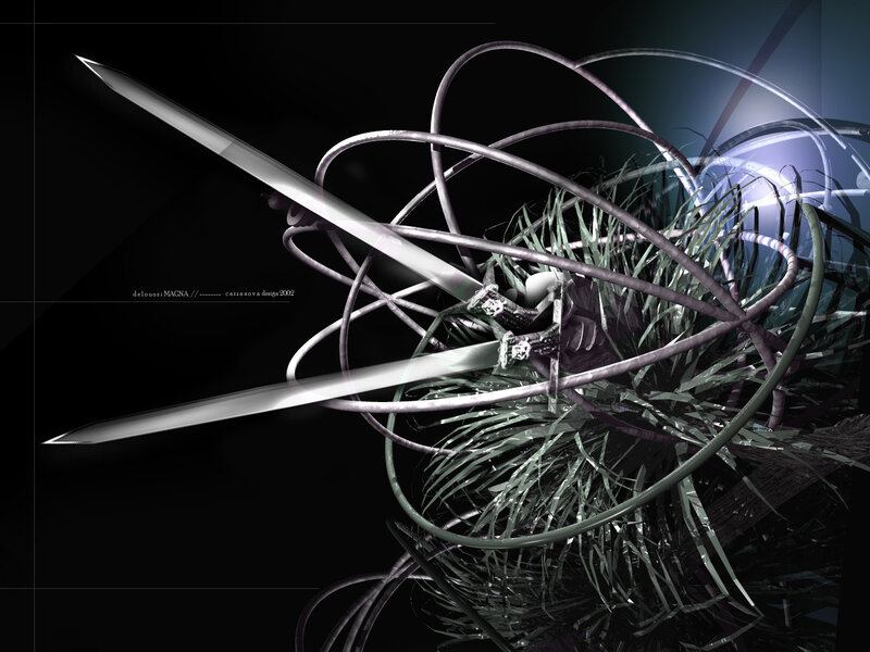 abstract digital art with swords