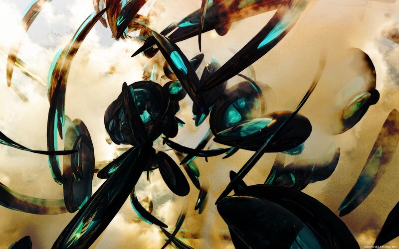 abstract digital art with teal and black shapes