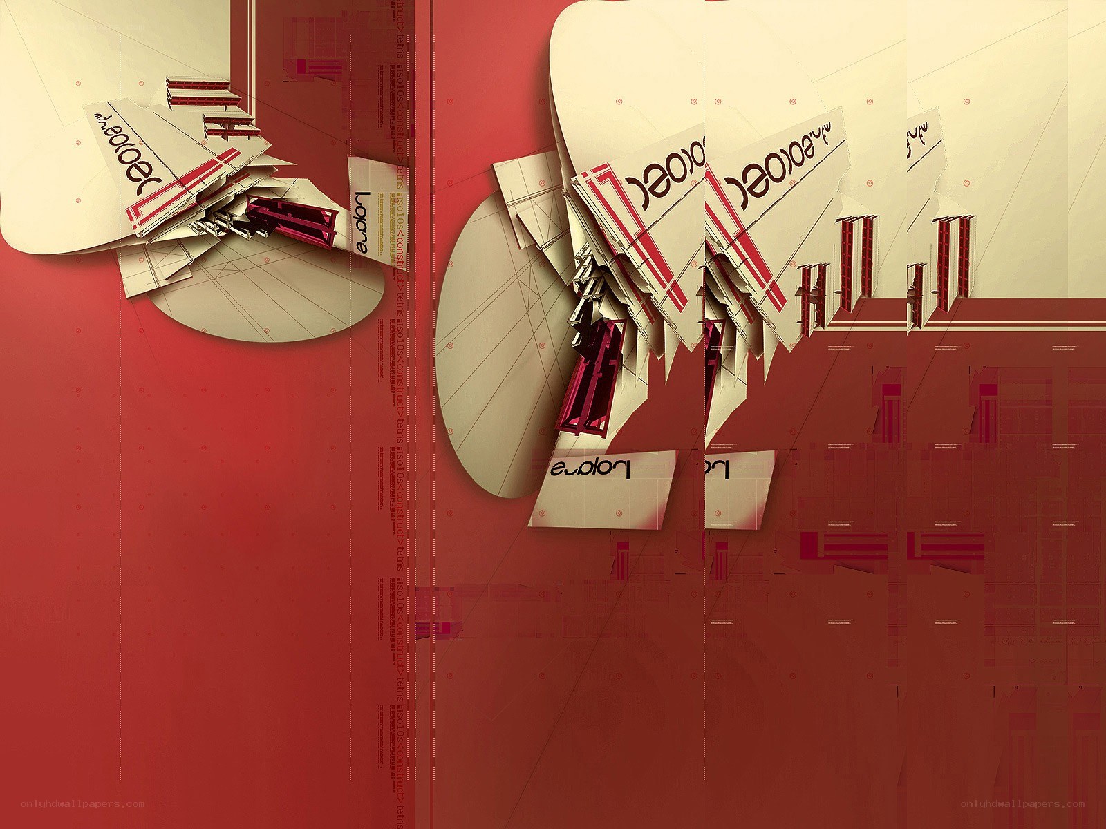 abstract digital art with text fragments