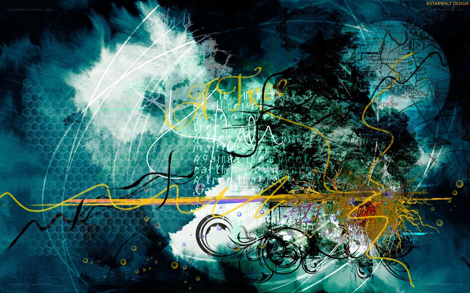 abstract digital art with tree