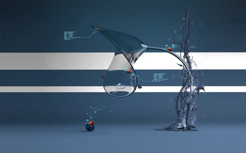 abstract digital art with water droplet