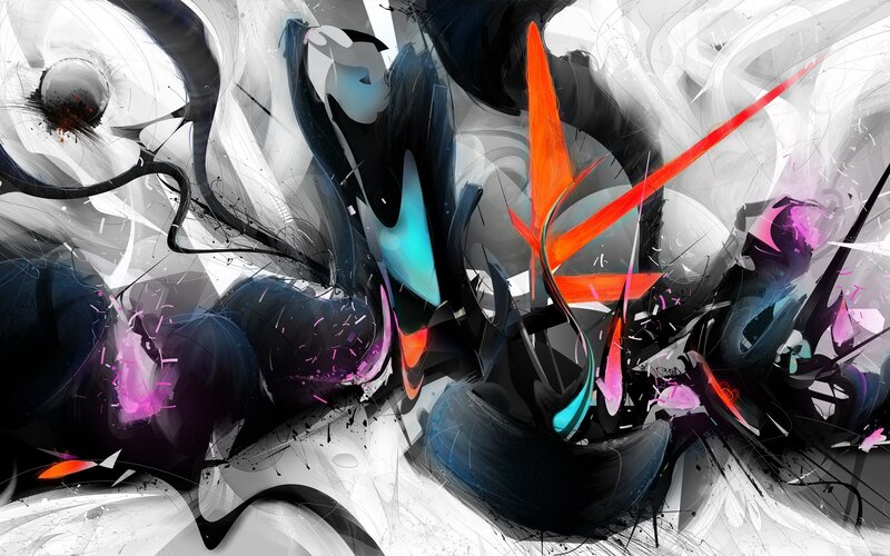Abstract Digital Artwork — Black, Dynamic