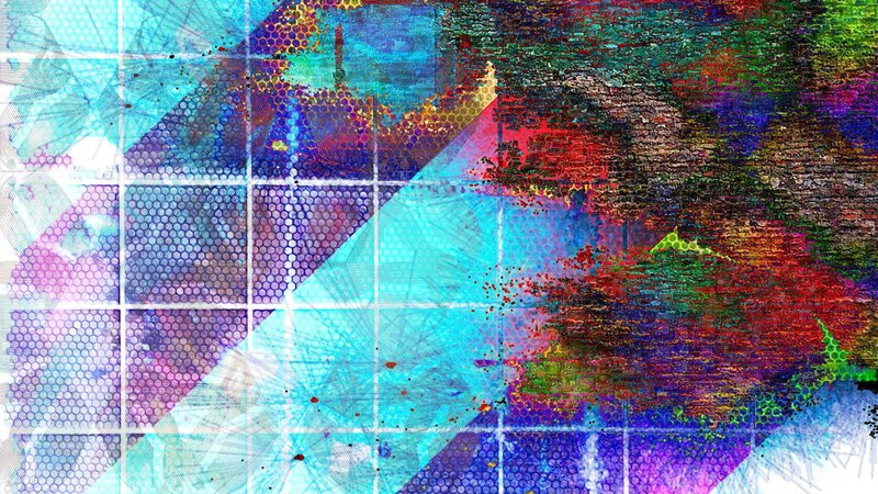 Abstract Digital Artwork — Blue, Chaotic, Digital Art, Grid